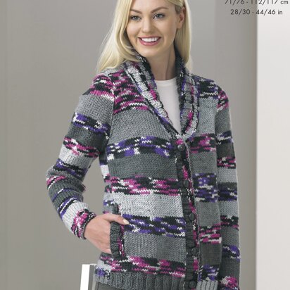 Cardigan & Waistcoat in King Cole Big Value Multi Chunky - 4244 - Downloadable PDF