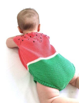 Size 1-3 months - Knitted Watermelon Romper