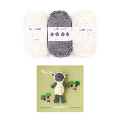 Paintbox Yarns Cotton Aran Norman The Sheep 3 Ball Crochet Kit