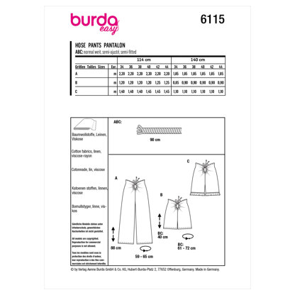 Burda Style Misses' Trousers and Pants B6115 - Paper Pattern, Size 8-18