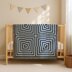 Optical Illusion Blanket C2C CROCHET PATTERN 53×53 inches Deep Blue Mosaic Afghan