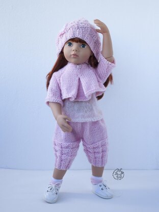 Pink dream outfit knitting flat for 18 in doll