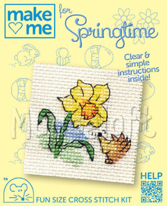 Mouseloft Make Me for Springtime Daffodil and Hedgehog Cross Stitch Kit - 64mm 