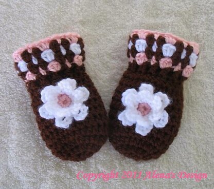 Baby Thumb-less Brown Mittens