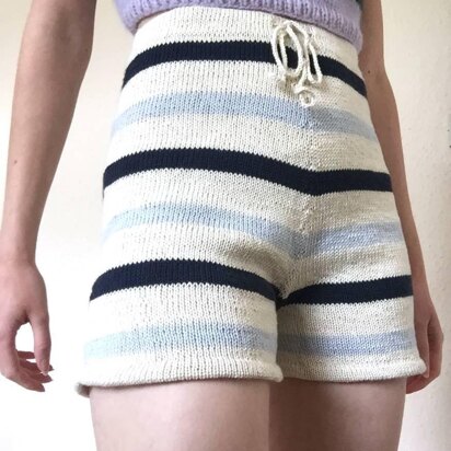 High Waist Stripe Knit Shorts
