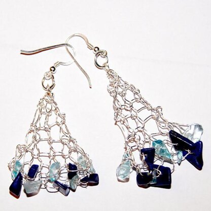 Blue Chip Knit Wire Earrings