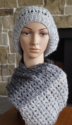 Sylvia - lace stitch beanie and cowl