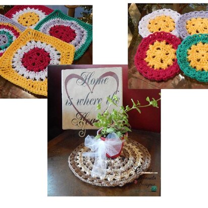 Fun In The Sun Granny Square Coaster Mat