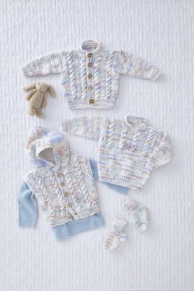 Jacket, Gilet, Sweather and Socks in King Cole Little Treasures DK - 5854 - Downloadable PDF