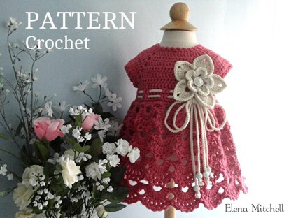 Crochet PATTERN Baptism Baby Dress by Elena Mitchell