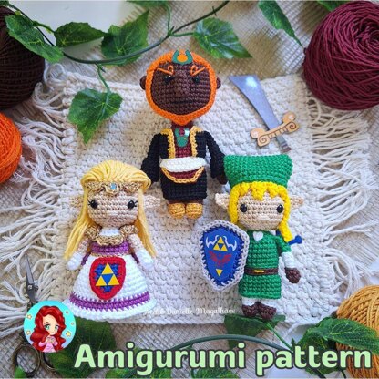 Princess Zelda, Link and Ganondorf (The legend of Zelda) Amigurumi Pattern Bundle