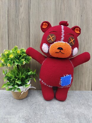 Cocomelon Red Teddy Bear Crochet Amigurumi Pattern