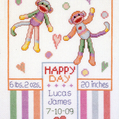 Cross Stitch Baby Birth Sampler, Birth Announcement, Giraffes, Baby Boy,  DIY Customizable Pattern Instant Download 