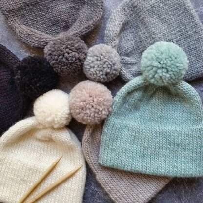 Double Brim Knit Pom Pom Hat