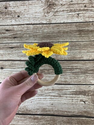 Sunflower Rattle Teething Ring