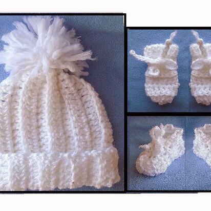 764 BABY BOOTIES, HAT, MITTENS,