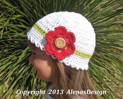 White Hat with Flower
