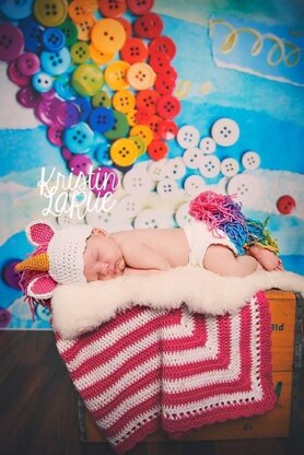 Unicorn Hat and Diaper Cover Newborn - 12 Months