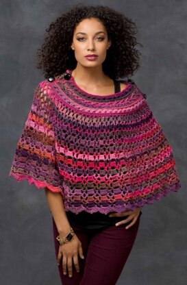 Dubonnet Poncho in Red Heart Boutique Unforgettable - LW3318