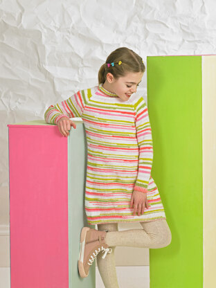 Sweater Dress in James C. Brett Party Time Stripes - Leaflet