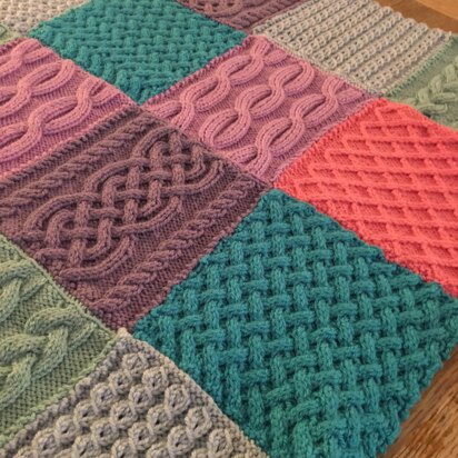 Cable Patchwork Blanket