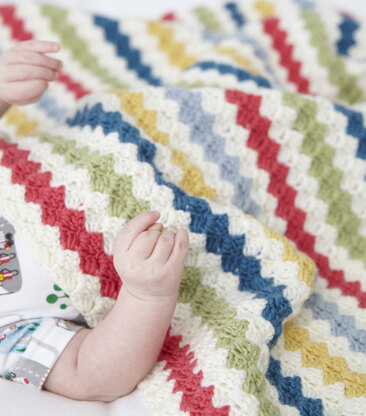 "Striped Crochet Blanket" - Blanket Crochet Pattern For Babies in Debbie Bliss Rialto 4 ply