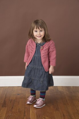 Eyelet Yoke Cardigan in Lion Brand Cotton-Ease - 70205A