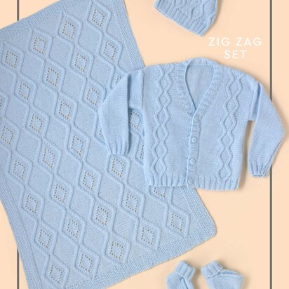 "Zig Zag Set" - Free Accessory Knitting Pattern - Accessory Knitting Pattern in Paintbox Yarns Baby DK - knitting pattern