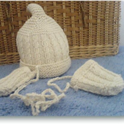 Baby's Mock Cable Beanie Set