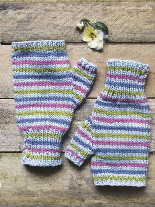 Striped Fingerless Gloves