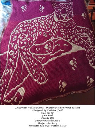 LovePrints Wildcat Blanket - Overlay Mosaic Crochet Pattern and Chart