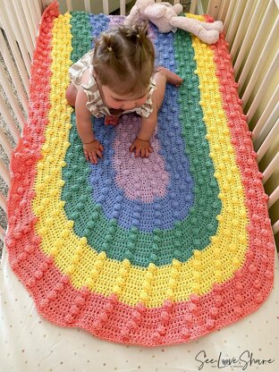 Rainbow Bobble Stitch Crib Blanket