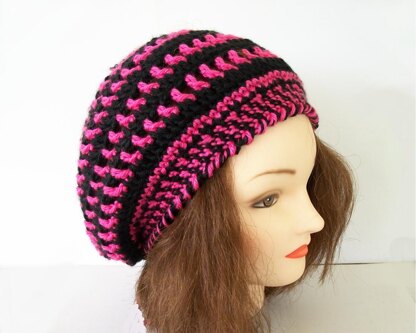 Spiral Stripes slouch hat one solid stripe, one openwork stripe