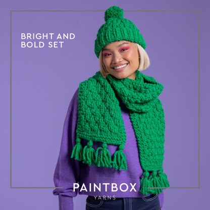 Bright and Bold Set - Free Hat & Scarf Knitting Pattern for Women in Paintbox Yarns Wool Blend Super Chunky