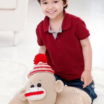 Sock Monkey Pillow Pal in Red Heart Super Saver Economy Solids - LW2510