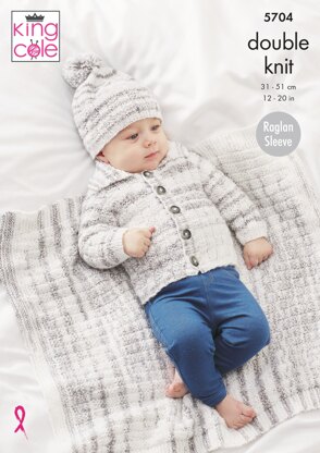 Blanket, Sweater, Jackets and Hat Knitted in King Cole DK - 5704 - Downloadable PDF