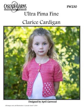 Clarice Cardigan in Cascade Yarns Ultra Pima Fine - FW230 - Downloadable PDF