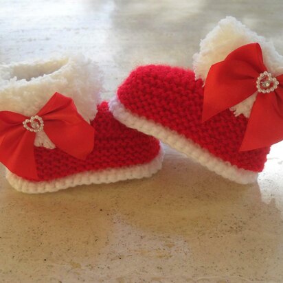 Baby Girl Booties Santa