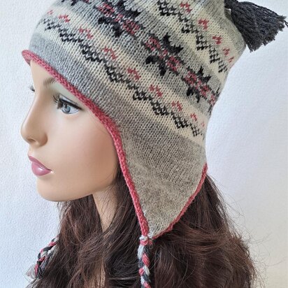 Phiala Ear Flap Beanie - knitting pattern