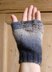 Plain fingerless mitts with top lacy panel