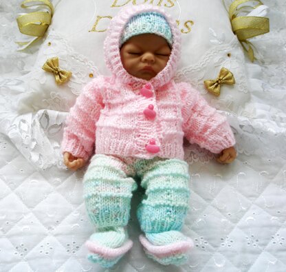 Knitting Pattern 10" Dolls clothes, Hooded Cardigan, Shorts, Hat and Boots