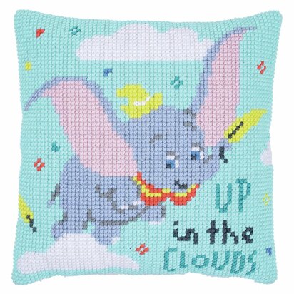 Vervaco Cross Stitch Kit: Cushion: Disney Dumbo Up in Clouds - 40 x 40cm