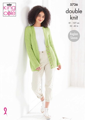 Sweater and Cardigan Knitted in King Cole Cottonsoft DK - 5736 - Downloadable PDF