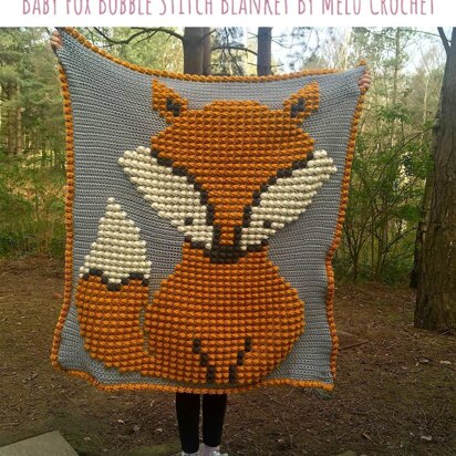 Baby Fox Bobble Stitch Blanket US terminology by Melu Crochet