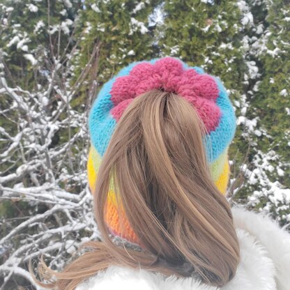 Rainbow Ponytail Beanie