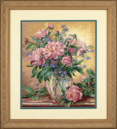 Dimensions Peonies and Canterbury Bells Cross Stitch Kit - 30cm x 36cm