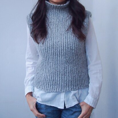 Knit look ribbed vest sweater