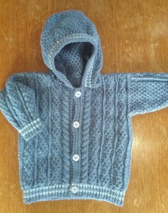 Moss and cable baby hoodie