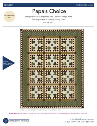 Windham Fabrics Papa's Choice - Downloadable PDF