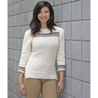 618 Banded Yoke Pullover - Sweater Crochet Pattern for Women in Valley Yarns Northampton